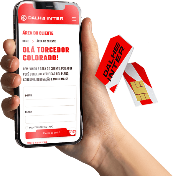 mão com celular dalhe inter